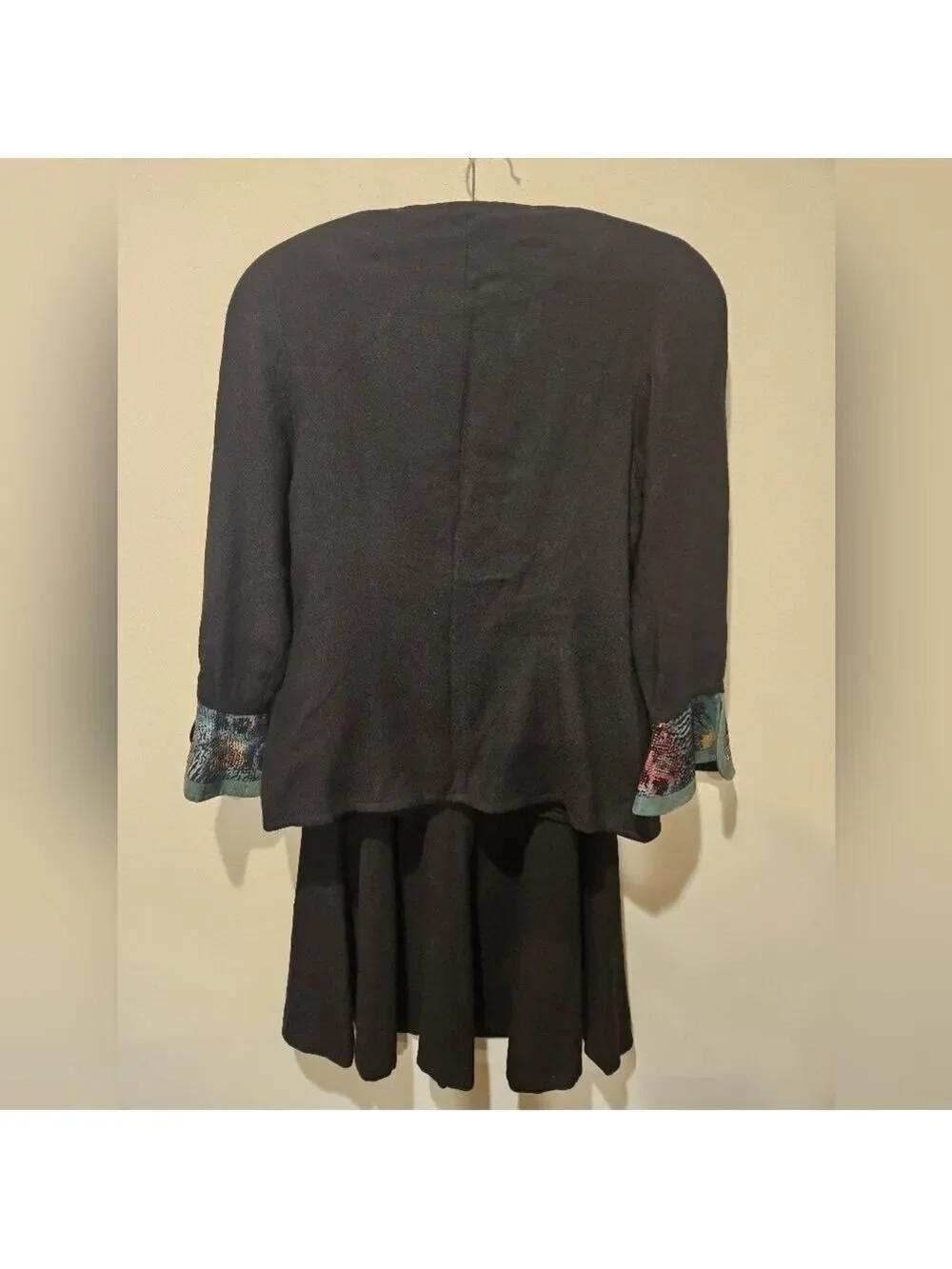 AYAKO WOMEN'S VINTAGE BLAZER & SKIRT SET GENUINE SUEDE TRIM SEE MEASUREMENTS